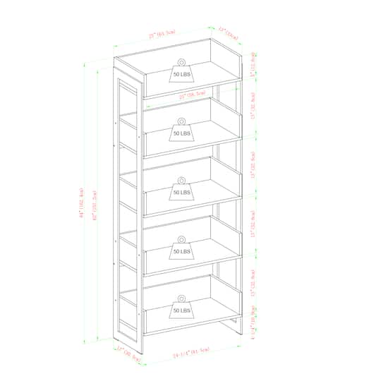 Walker Edison 64" Graywash 5-Shelf Bookshelf